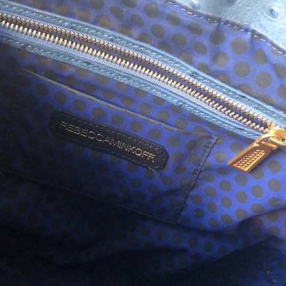 Rebecca Minkoff Lyric Blue Ostrich Leather Satchel - Picture 2 of 7
